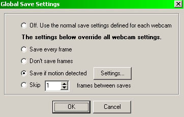 Global Save Settings dialog