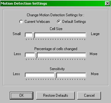 Motion Detection settings dialog